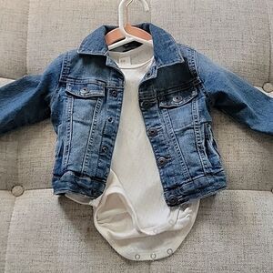 Toddler OshKosh Jean Jacket & H&M onesie